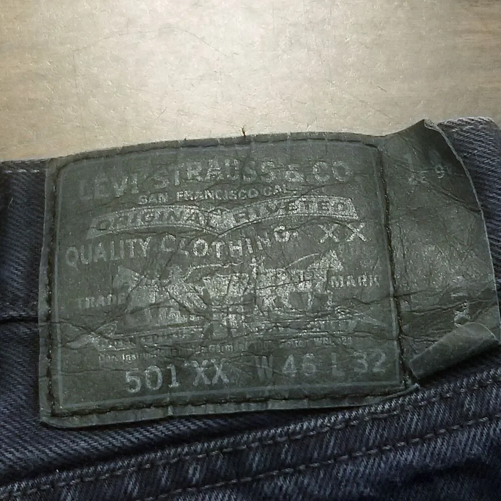 Levi's 501 XX Jeans Men Size 46x32 Indigo Blue Wash Button Fly Marbling (43x30)